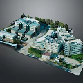 Scenic Aerial View of Modern Building Complex with Greenery Trees and Landscaped Campus Area