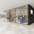 Elegant Jewelry Store with Glass Display Windows Luxury Cases and Marble Floor