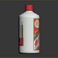 Two White Glass Moutai Liquor Bottles with Red Caps and Traditional Chinese Labels