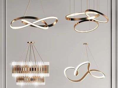 Modern Chandelier Designs with Geometric Circular Spiral and Crystal Elements for Home Interior Decor 3d model