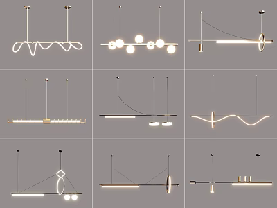 Modern Pendant Light Designs With Diverse Curved And Geometric Shapes 3d model