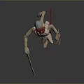 Game Movie Character Marionette With Red Mask Holding Sword And Shield Controlled By Strings