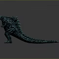 Detailed Teal Colored Godzilla Game Movie Character With Spiked Back And Fierce Design