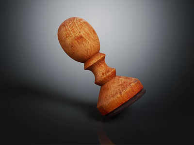 Wooden Seal Traditional Carved Design With Smooth Surface And Classic Shape 3d model