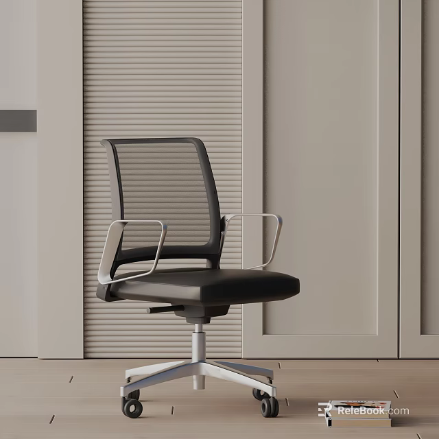 Ergonomic Black Office Chair With Mesh Backrest And Adjustable Metal Base For Modern Workspace 3d model 