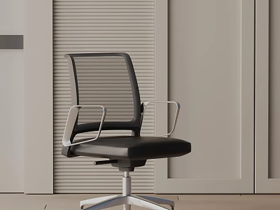 Ergonomic Black Office Chair With Mesh Backrest And Adjustable Metal Base For Modern Workspace 3d model