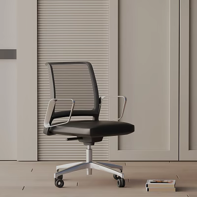 Ergonomic Black Office Chair With Mesh Backrest And Adjustable Metal Base For Modern Workspace 3d model