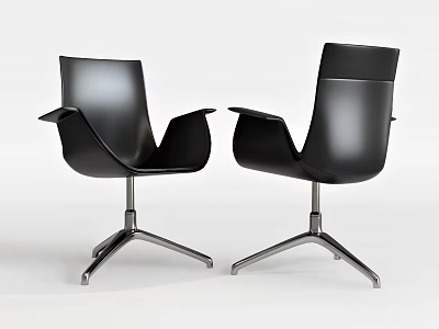 Modern Black Office Chairs With Ergonomic Design And Metal Base 3d model