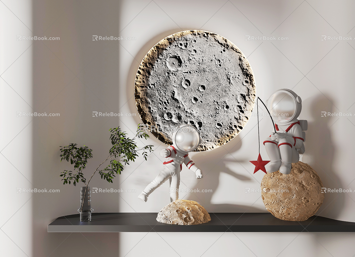 modern wall lamp moon wall lamp 3d model