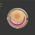Golden Circular Household Decor Item With Pink Central Gem And Colored Stones Crescent Design