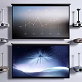 Modern projection curtain projector curtain combination 3d model