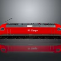 Red Cargo Train Locomotive Featuring Side View And Reflection Details