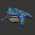Blue Toad With Orange Spots Plump Body And Long Red Tongue Sticking Out