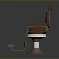 Stitched Brown Leather Massage Chair With Metal Frame Armrests And Footrest