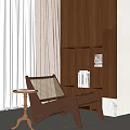 Modern Wooden Bookshelf With Open Shelves Built-in Lighting Cozy Reading Nook And Accent Chair