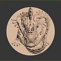Copper Qilin Sculpture With Intricate Carvings On Circular Base Decorative Ornament