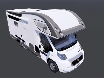 White Camper Van With Sleek Exterior Design And Extended Roof Features 3d model