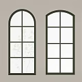 Modern Minimalist Casement Windows With Arched Top Grid Design And Plant Shadows