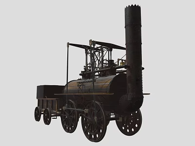 Vintage Steam Train Model With Tall Chimney Metal Wheels And Carriage Section 3d model
