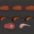 Fresh Raw Meat Cuts Including Beef Steak And Chicken Drumsticks 3d model