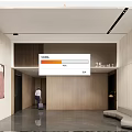 Modern Lobby Interior With 25m² Wooden Walls Marble Floor Abstract Painting And Sofa