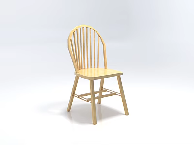 Natural Wooden Leisure Chair With Vertical Slat Backrest And Simple Design 3d model