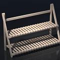 White Wooden Two Tier Open Shoe Rack With Simple Shelf Structure 3d model