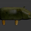 Hippo Shaped Green Sofa Stool With Yellow Legs And Nose