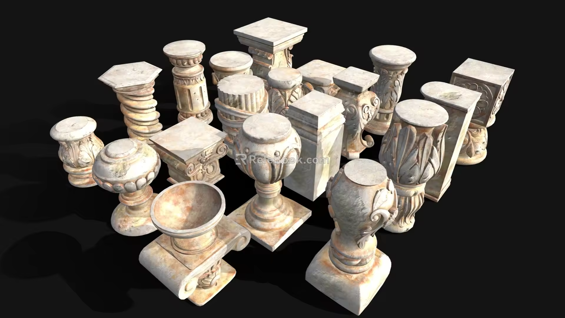 European-style architectural components European-style Roman column stigma combination landscape stigma 3d model