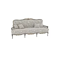 Elegant Classical Sofa with Carved Frame Patterned Fabric Plush Cushions and Decorative Legs