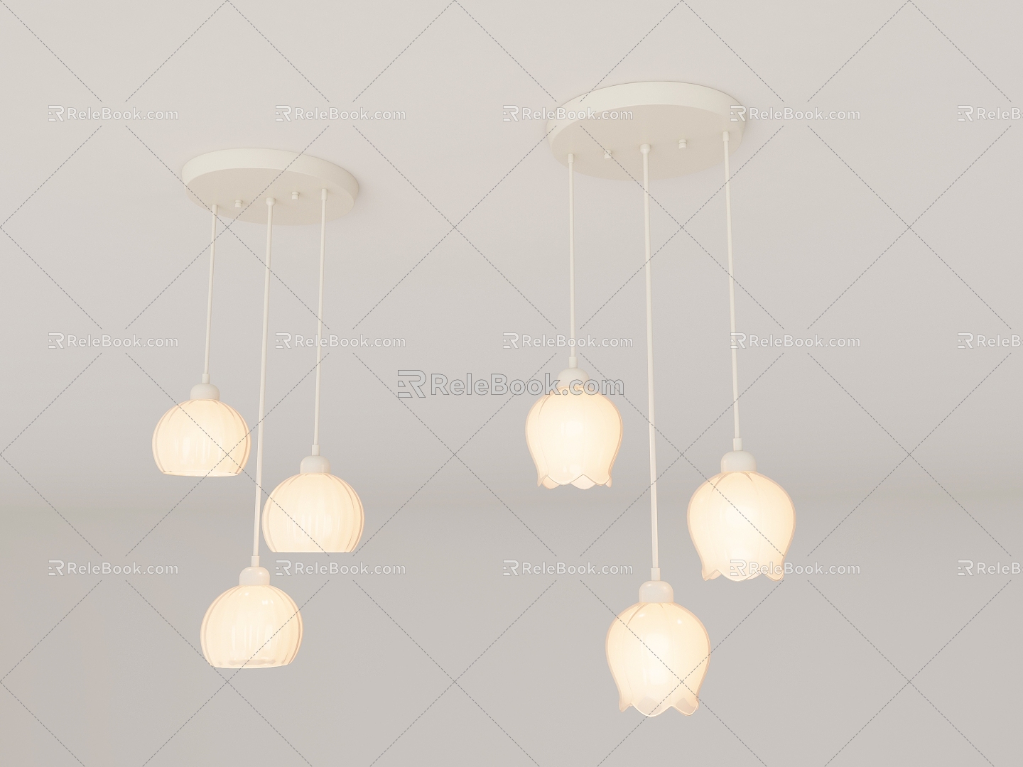 Modern cream wind chandelier combination 3d model