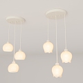 Modern cream wind chandelier combination 3d model