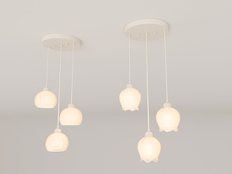 Modern cream wind chandelier combination 3d model