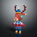 Cute Cartoon Deer Character With Blue Hat Decorative Antlers And Bear Design Jacket Yellow Boots