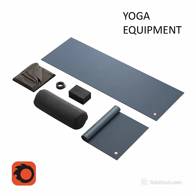 Complete Yoga Fitness Equipment Set With Mat Block Strap And Bolster 3d model 