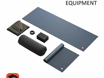 Complete Yoga Fitness Equipment Set With Mat Block Strap And Bolster 3d model