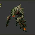Futuristic Mechanical Beast Character With Sharp Claws Red Glowing Parts Brown Armor And Orange Markings
