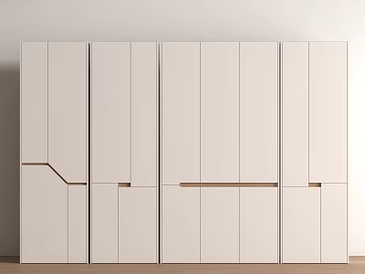 Modern Minimalist White Wardrobe Design With Multiple Doors And Storage Drawers 3d model