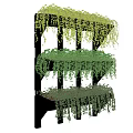 Vertical Garden Structure With Multiple Layers Of Greenery And Hanging Vines