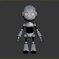 Animated Robot Game Movie Character 3D Model With Silver Body Yellow Eyes And Mechanical Design
