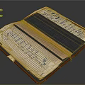 Open Leather Cover Notebook With Handwritten Notes And Sketches On Grid Paper