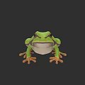 Green Aquatic Frog With Large Eyes And Orange Feet 3D Illustration