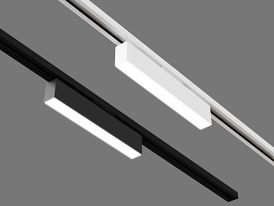 Modern Track Mounted Downlights And Spotlights In Black And White Design 3d model