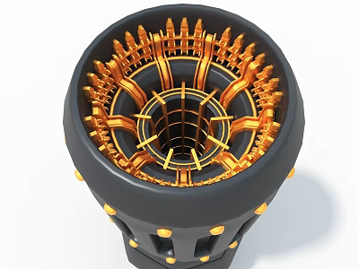 Industrial Equipment Component With Black Shell And Golden Inner Precision Ring Structure 3d model