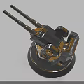 Industrial Architectural Component With Metal Cylindrical Base And Elongated Gray Yellow Parts