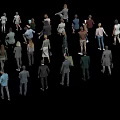 Diverse Group of People in Various Ages and Clothing Standing on Black Background