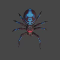 Giant Blue Striped Spider With Red Eyes And Long Legs In 3D Render