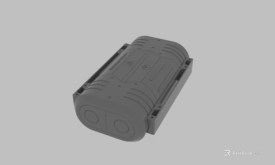 Gray Industrial Enclosure With Textured Surface And Mounting Holes Structure 3d model 