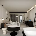 Modern Hotel Room With Comfortable Bed Mountain View Desk And Soft Lighting