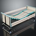 Adjustable Medical Bed With Wheel Base And Striped Mattress Support
